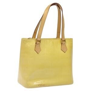 LOUIS VUITTON Monogram Vernis Houston Hand Bag Lime Yellow M91055